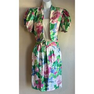Vintage 80s Kollection Strapless Dress Bolero Jacket Set 6 Feminine Garden Party